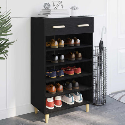 vidaXL Shoe Cabinet 60 x 35 x 105 cm Engineered Wood Black Oak