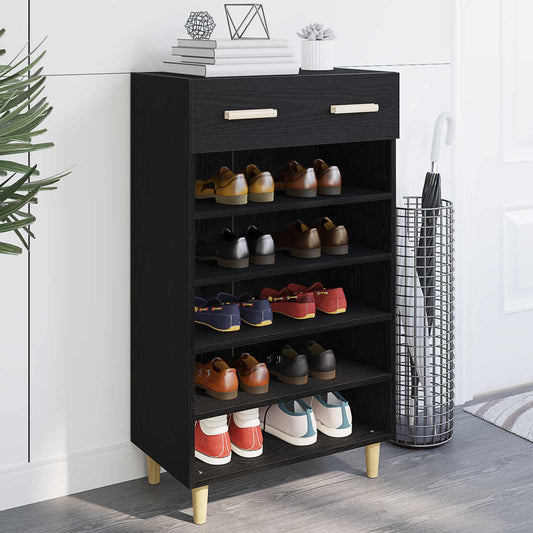 vidaXL Shoe Cabinet 60 x 35 x 105 cm Engineered Wood Black Oak