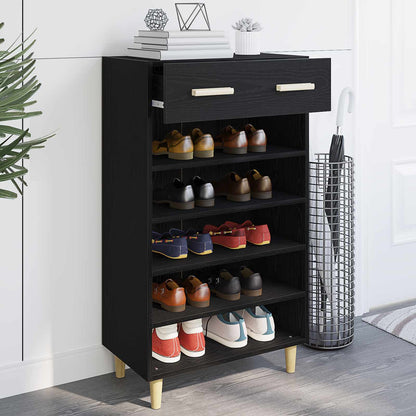 vidaXL Shoe Cabinet 60 x 35 x 105 cm Engineered Wood Black Oak