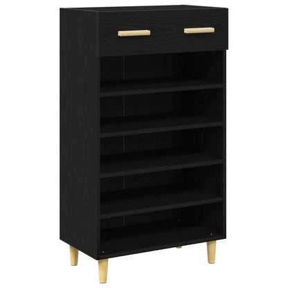 vidaXL Shoe Cabinet 60 x 35 x 105 cm Engineered Wood Black Oak