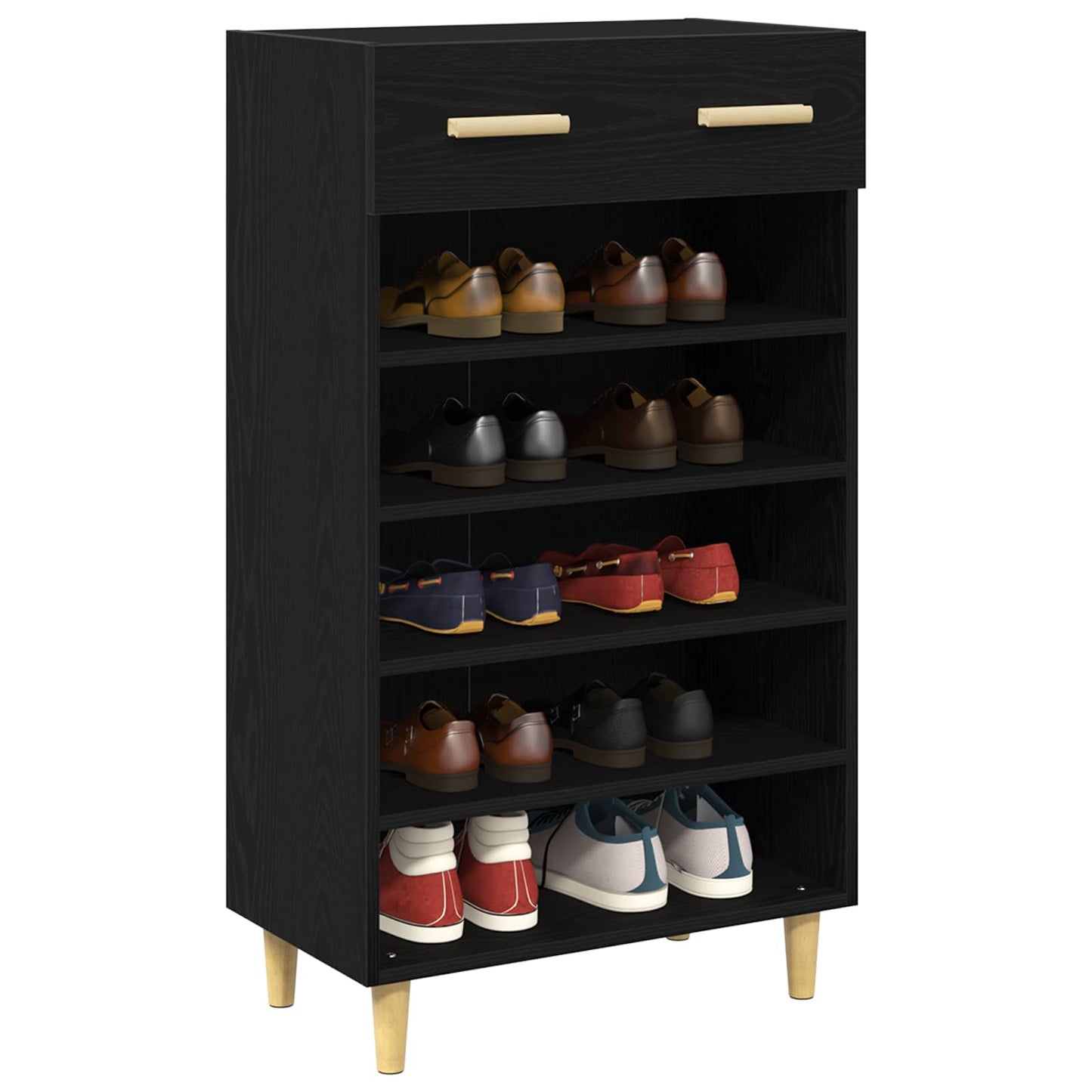 vidaXL Shoe Cabinet 60 x 35 x 105 cm Engineered Wood Black Oak