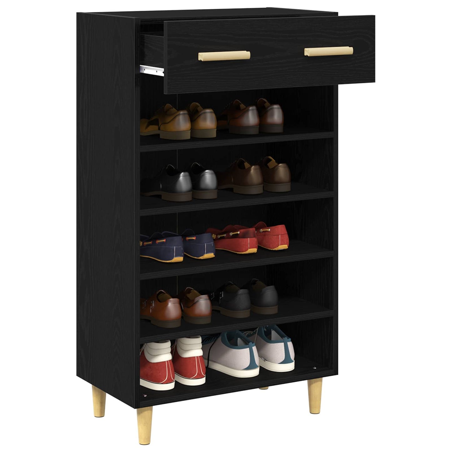 vidaXL Shoe Cabinet 60 x 35 x 105 cm Engineered Wood Black Oak