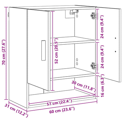 vidaXL Wall Cabinet Black Oak 60 x 31 x 70 cm Engineered Wood