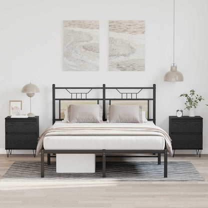 vidaXL Bed Cabinet Black Oak 40 x 35 x 50 cm Engineered Wood
