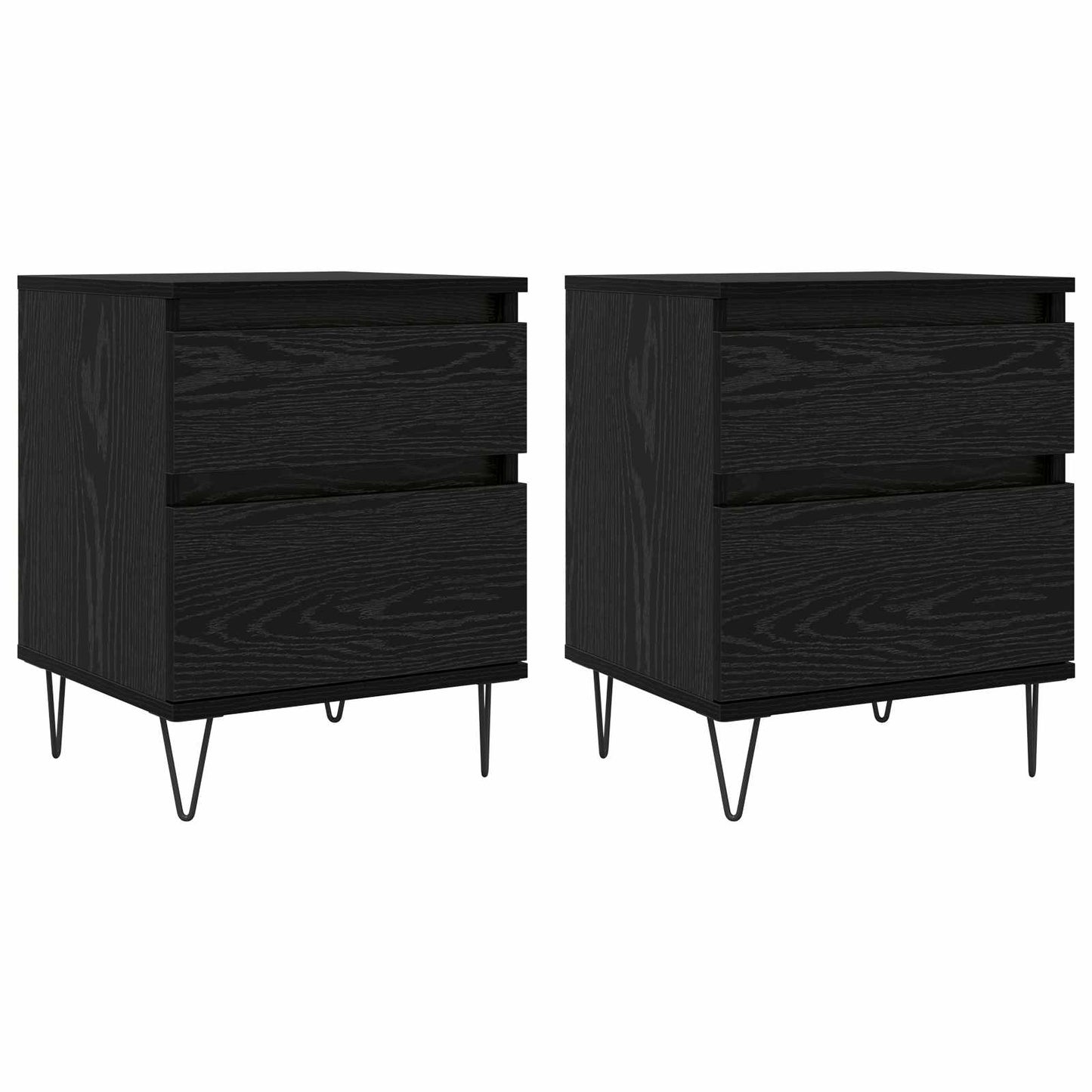 vidaXL Bed Cabinet Black Oak 40 x 35 x 50 cm Engineered Wood