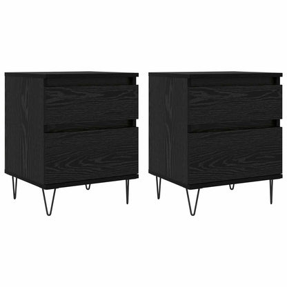 vidaXL Bed Cabinet Black Oak 40 x 35 x 50 cm Engineered Wood