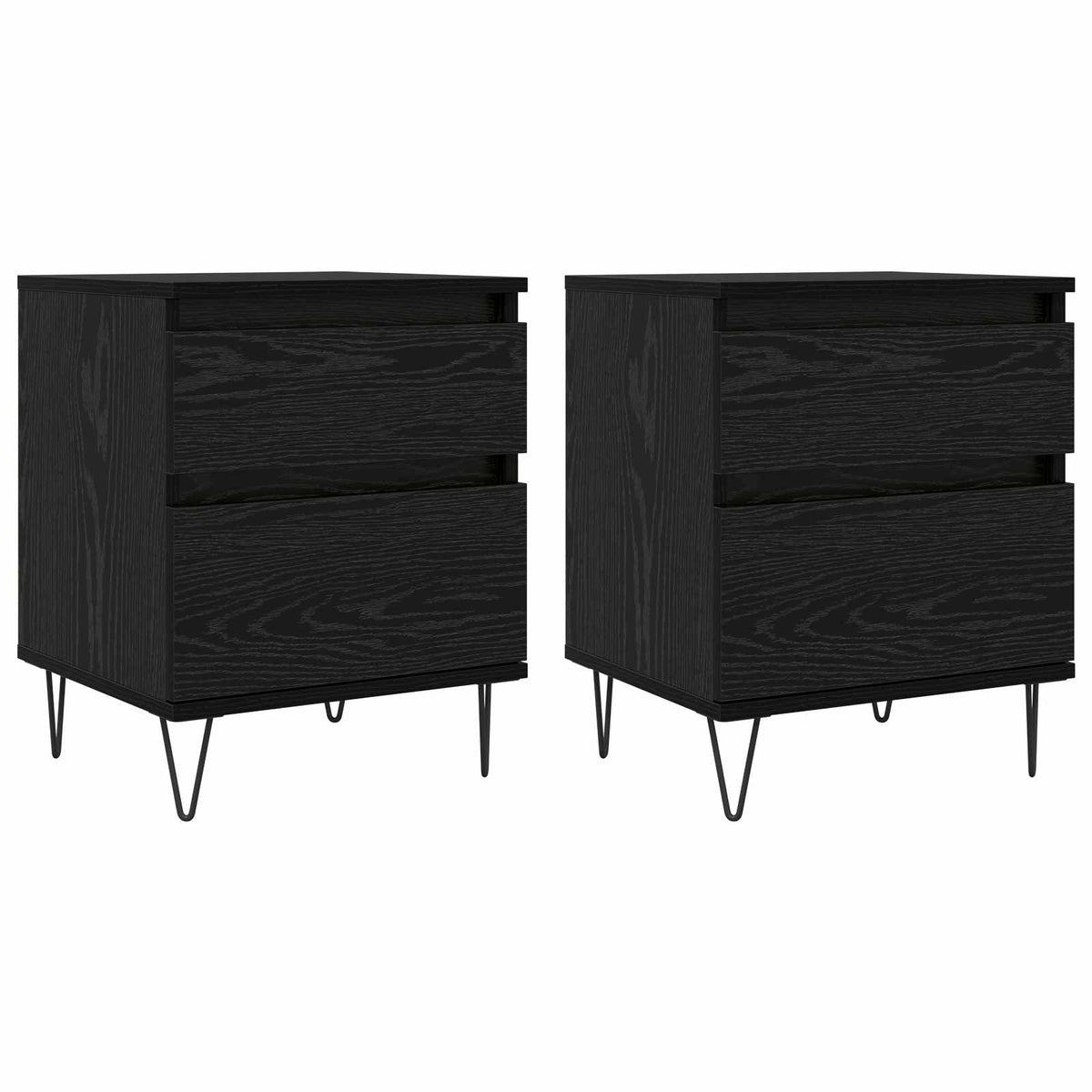 vidaXL Bed Cabinet Black Oak 40 x 35 x 50 cm Engineered Wood