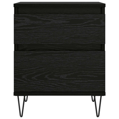vidaXL Bed Cabinet Black Oak 40 x 35 x 50 cm Engineered Wood