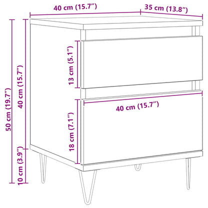 vidaXL Bed Cabinet Black Oak 40 x 35 x 50 cm Engineered Wood