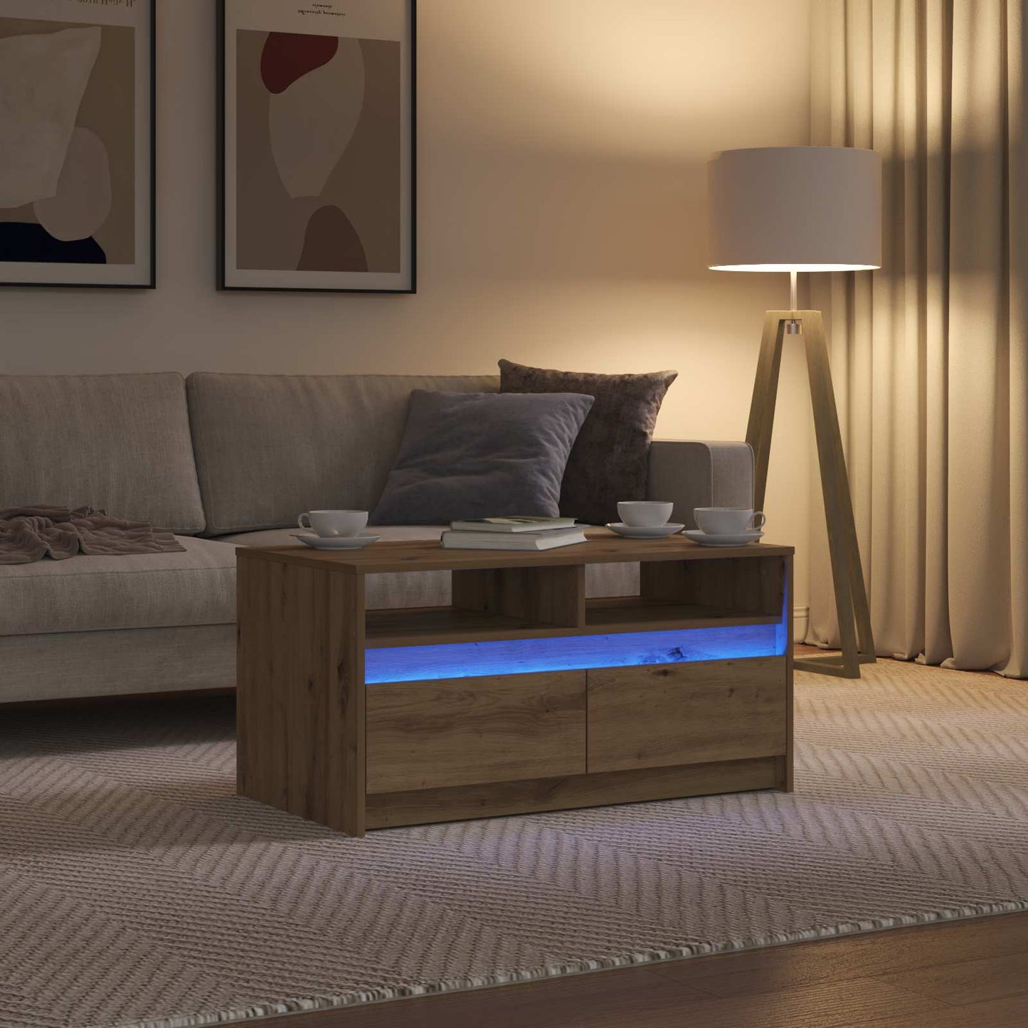 vidaXL Coffee Table Artisian Oak 90 x 50 x 45 cm Engineered Wood