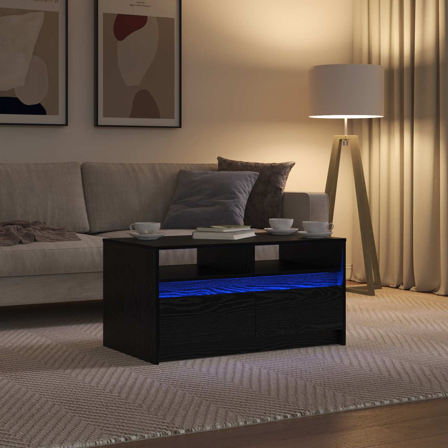 vidaXL Coffee Table Black Oak 90 x 50 x 45 cm Engineered Wood