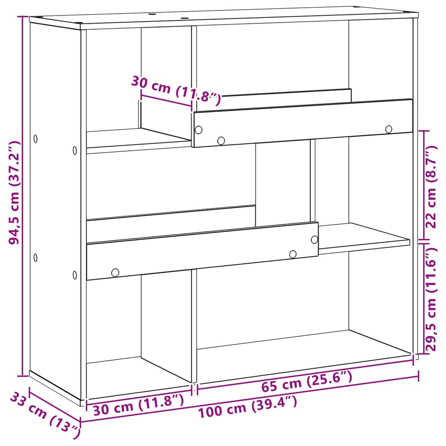 vidaXL Book Shelf Black Oak 100 x 33 x 94.5 cm Engineered Wood