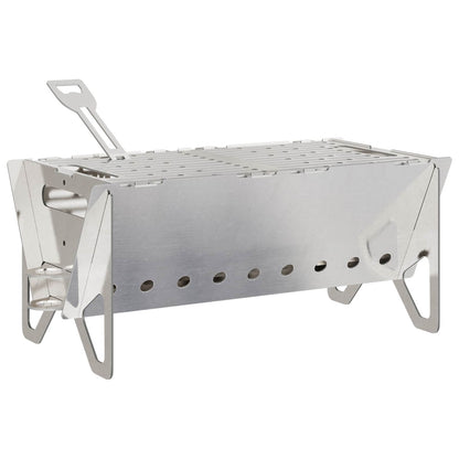 vidaXL Camping Fire Pit 42 x 22 x 18 cm Stainless Steel Silver