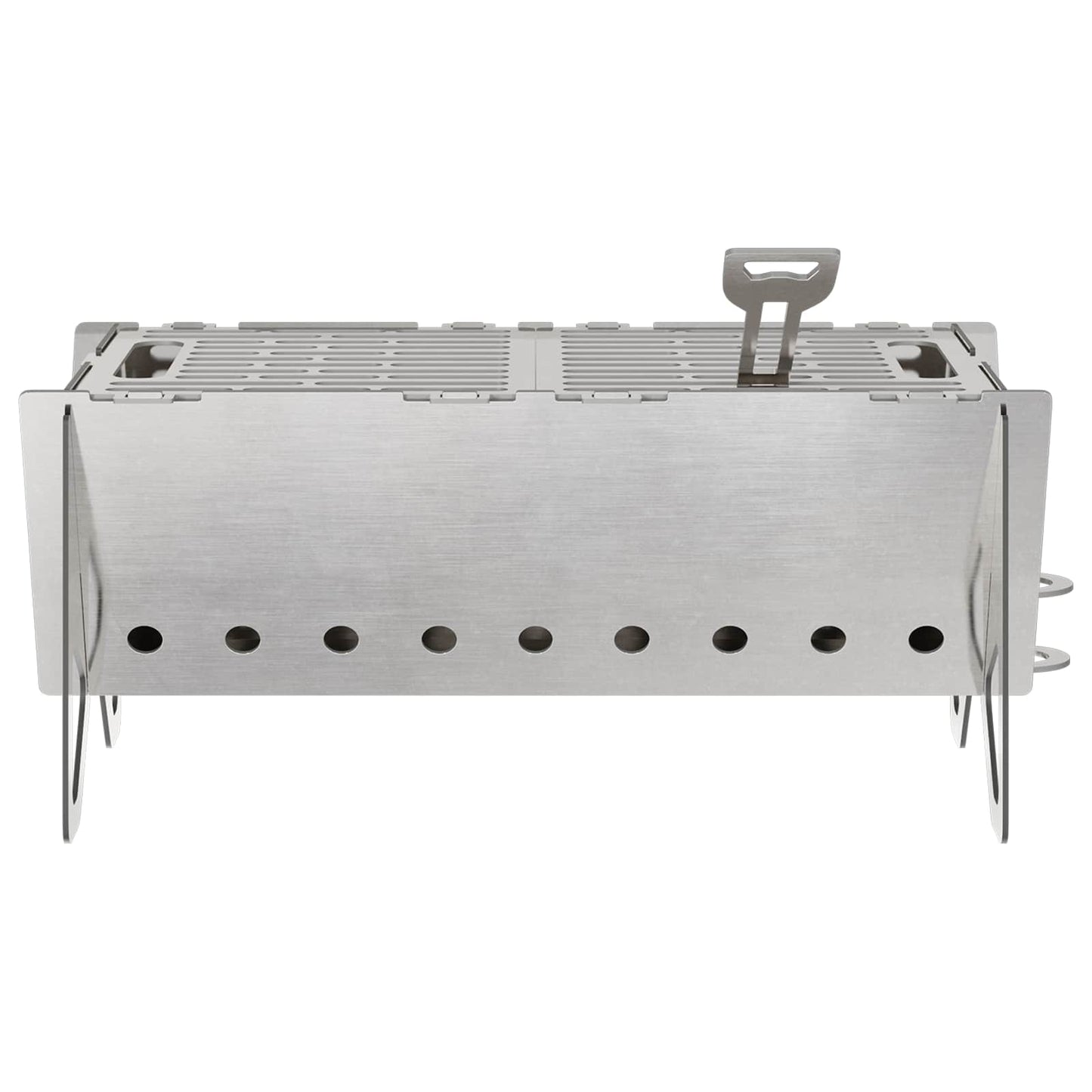 vidaXL Camping Fire Pit 42 x 22 x 18 cm Stainless Steel Silver
