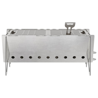 vidaXL Camping Fire Pit 42 x 22 x 18 cm Stainless Steel Silver