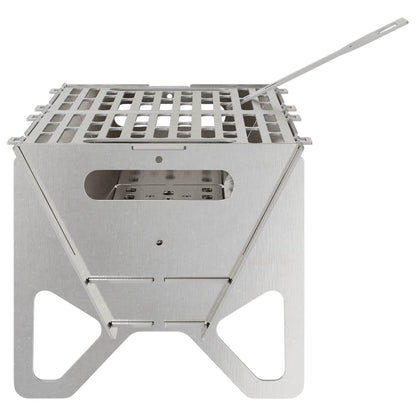 vidaXL Camping Fire Pit 42 x 22 x 18 cm Stainless Steel Silver