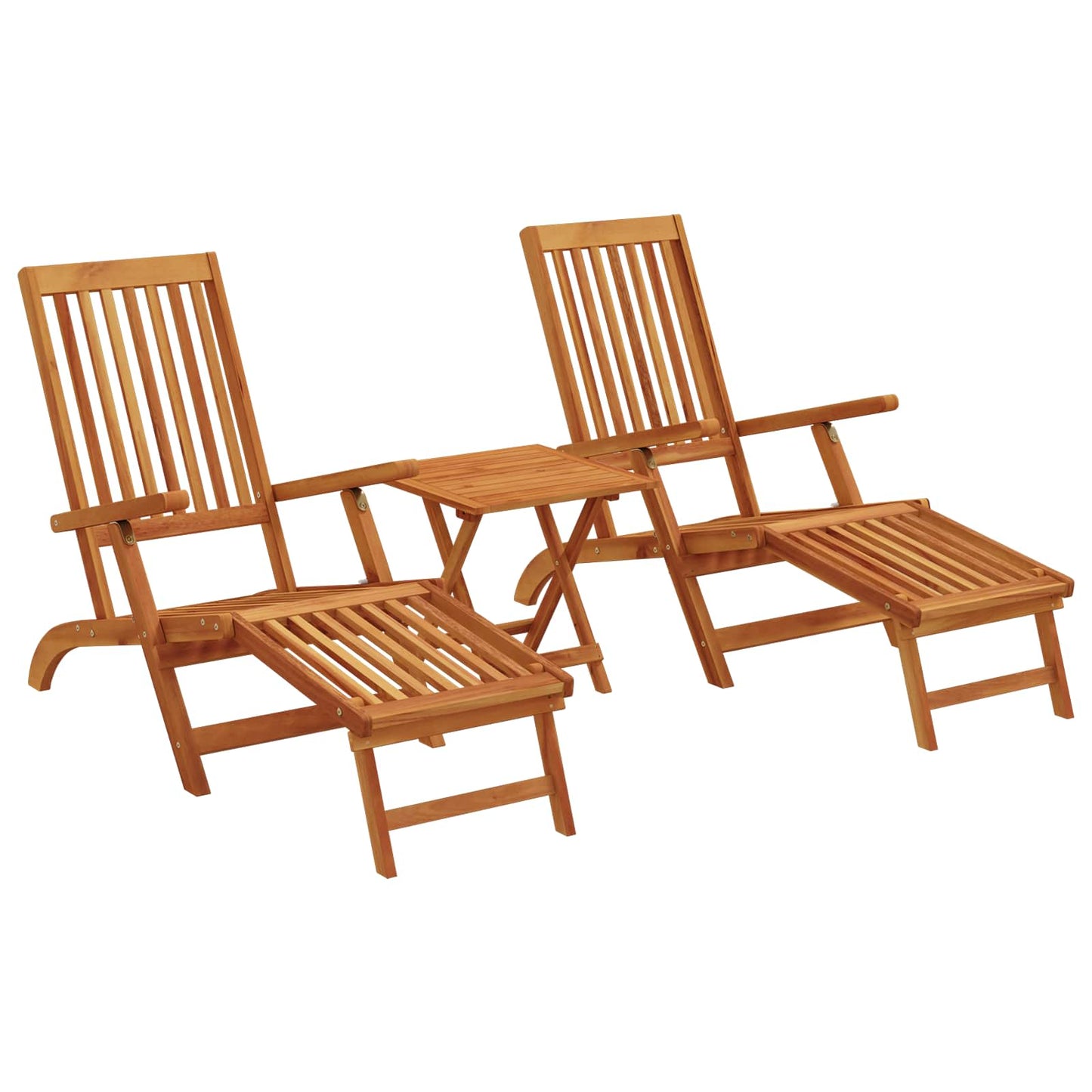 vidaXL Reclining and Folding Sunlounger Folding 2 pcs Natural