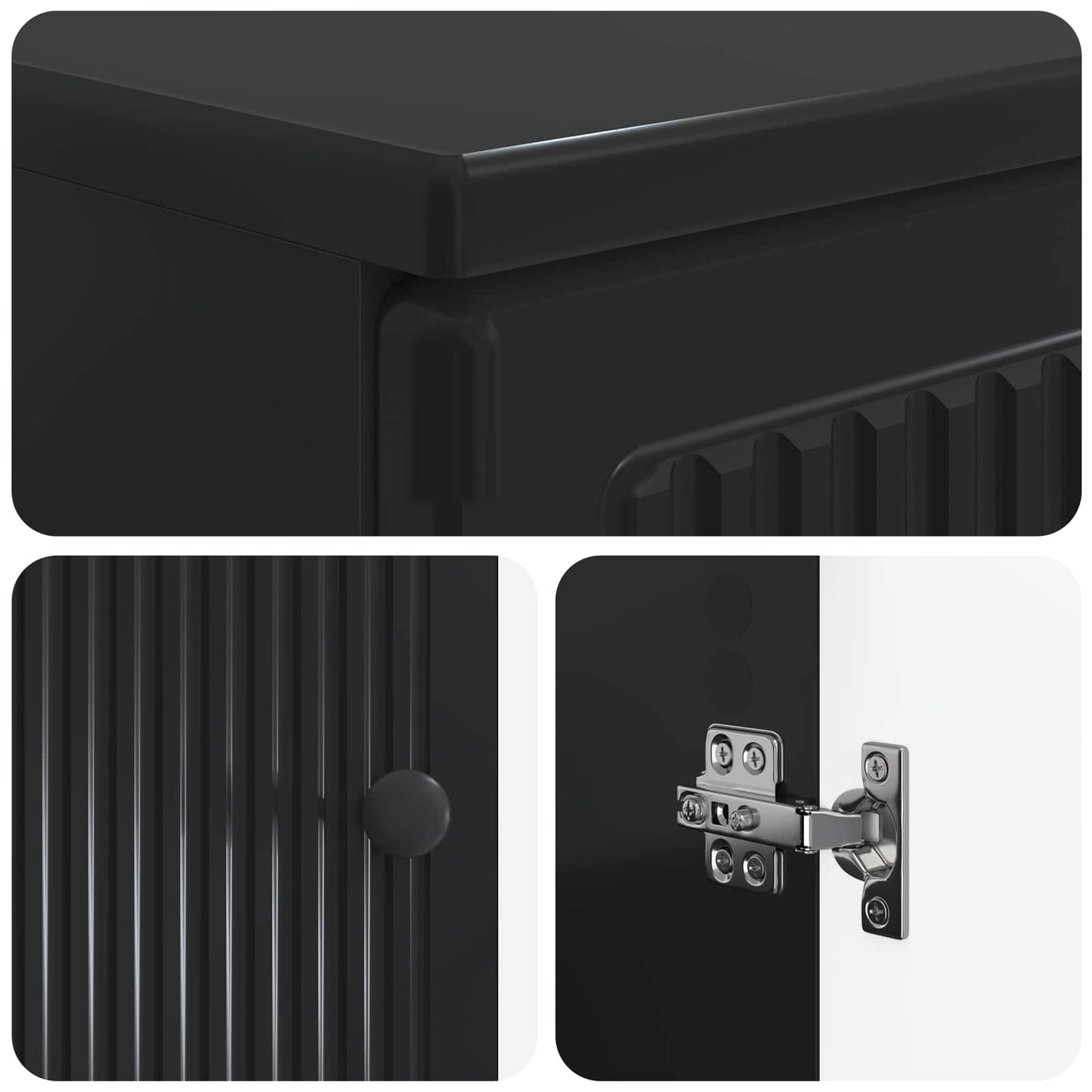 vidaXL 3 Piece Bathroom Cabinet Set EDE Black Engineered Wood