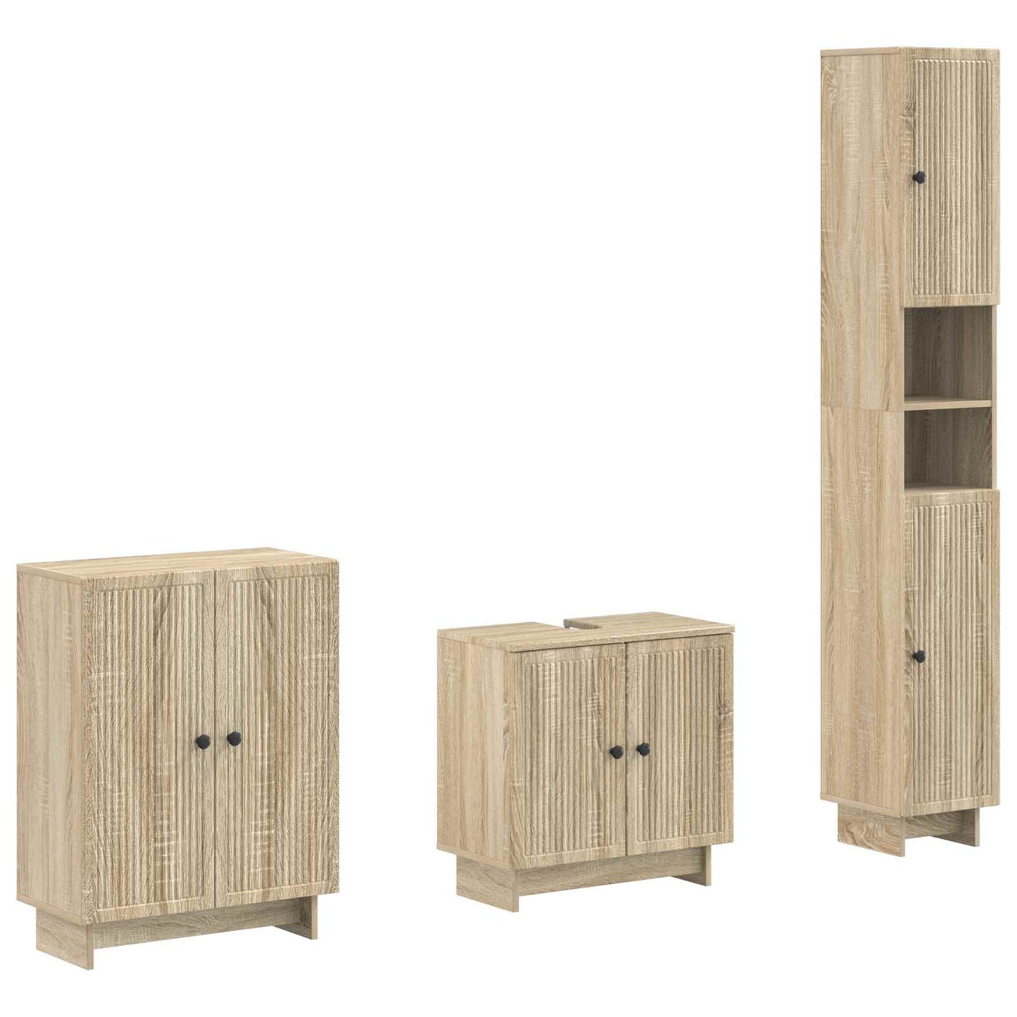 vidaXL 3 Piece Bathroom Cabinet Set EDE Sonoma Oak Engineered Wood