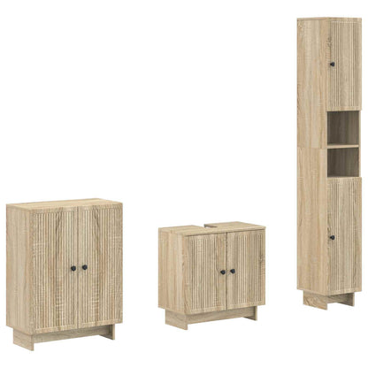 vidaXL 3 Piece Bathroom Cabinet Set EDE Sonoma Oak Engineered Wood