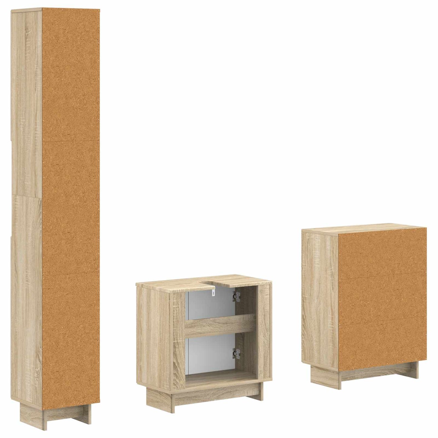 vidaXL 3 Piece Bathroom Cabinet Set EDE Sonoma Oak Engineered Wood