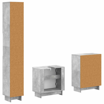 vidaXL 3 Piece Bathroom Cabinet Set EDE Concrete Grey Engineered Wood