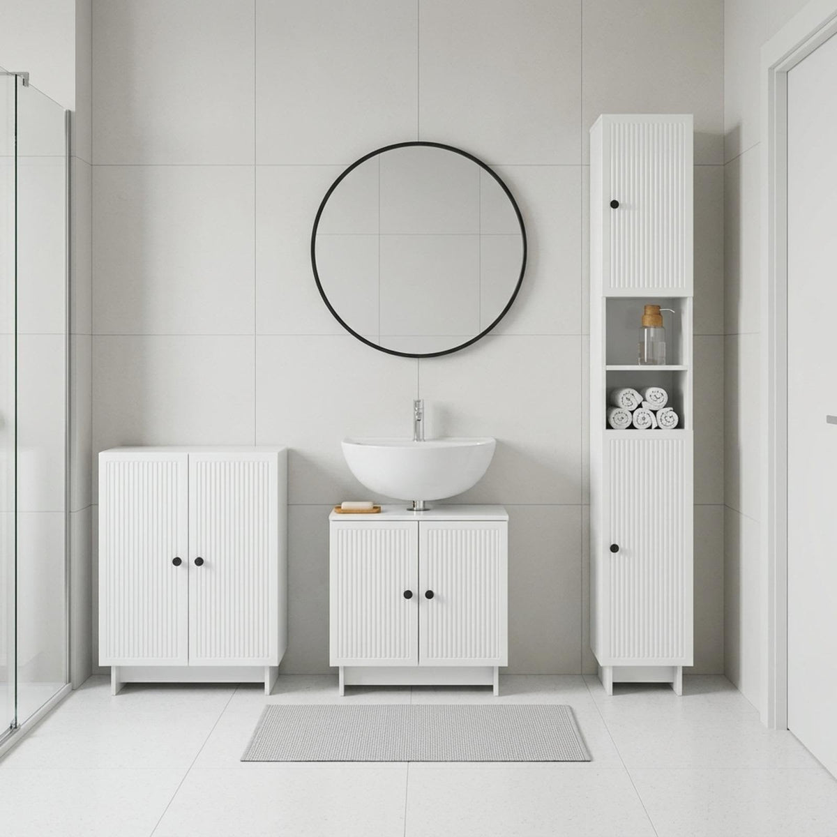 vidaXL 3 Piece Bathroom Cabinet Set EDE High Gloss White