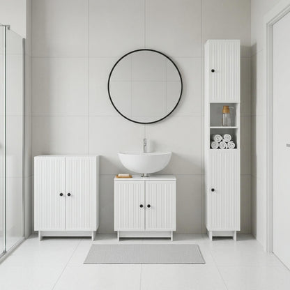 vidaXL 3 Piece Bathroom Cabinet Set EDE High Gloss White