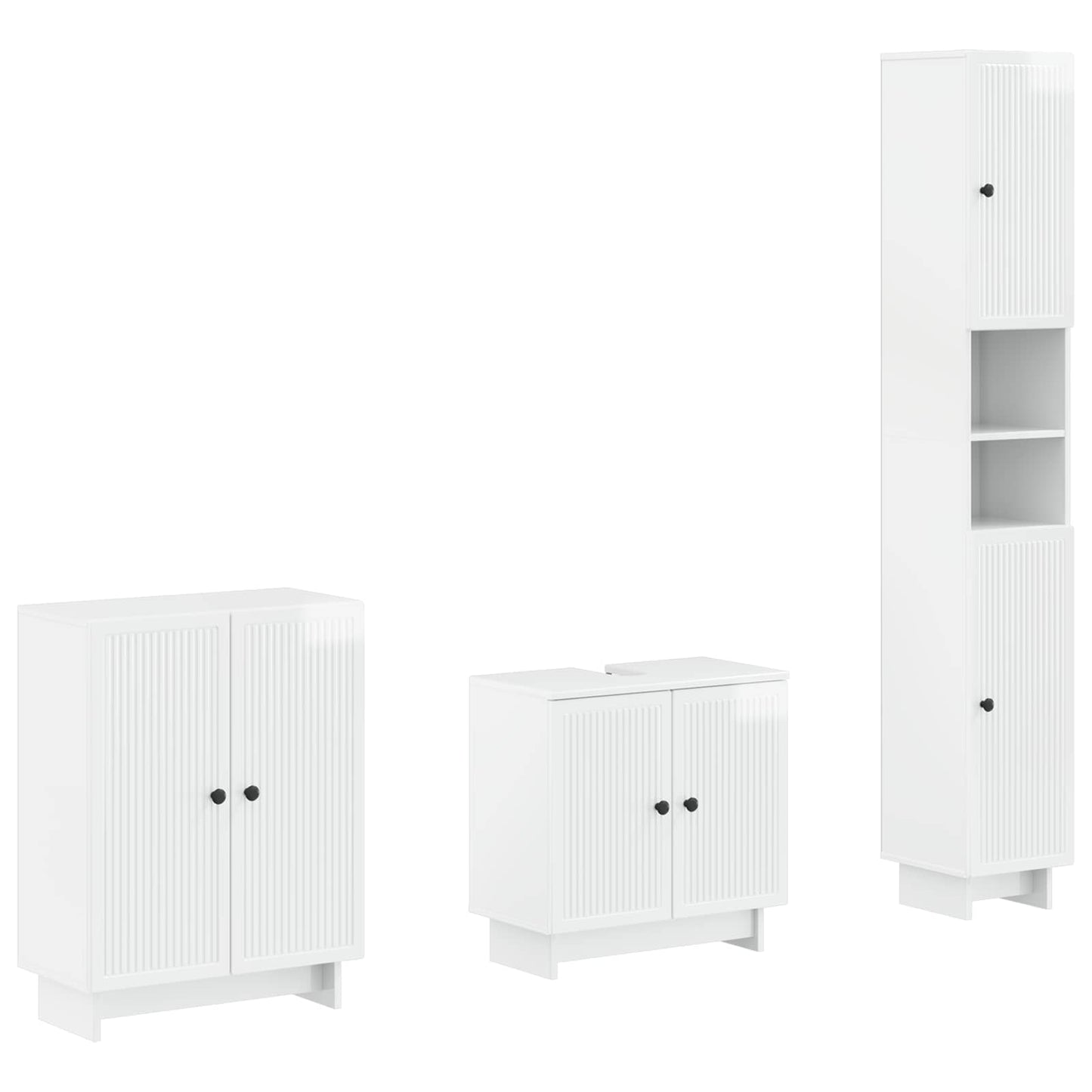 vidaXL 3 Piece Bathroom Cabinet Set EDE High Gloss White