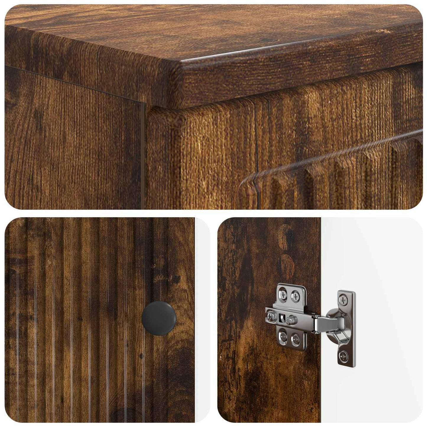 vidaXL 3 Piece Bathroom Cabinet Set EDE Smoked Oak Engineered Wood