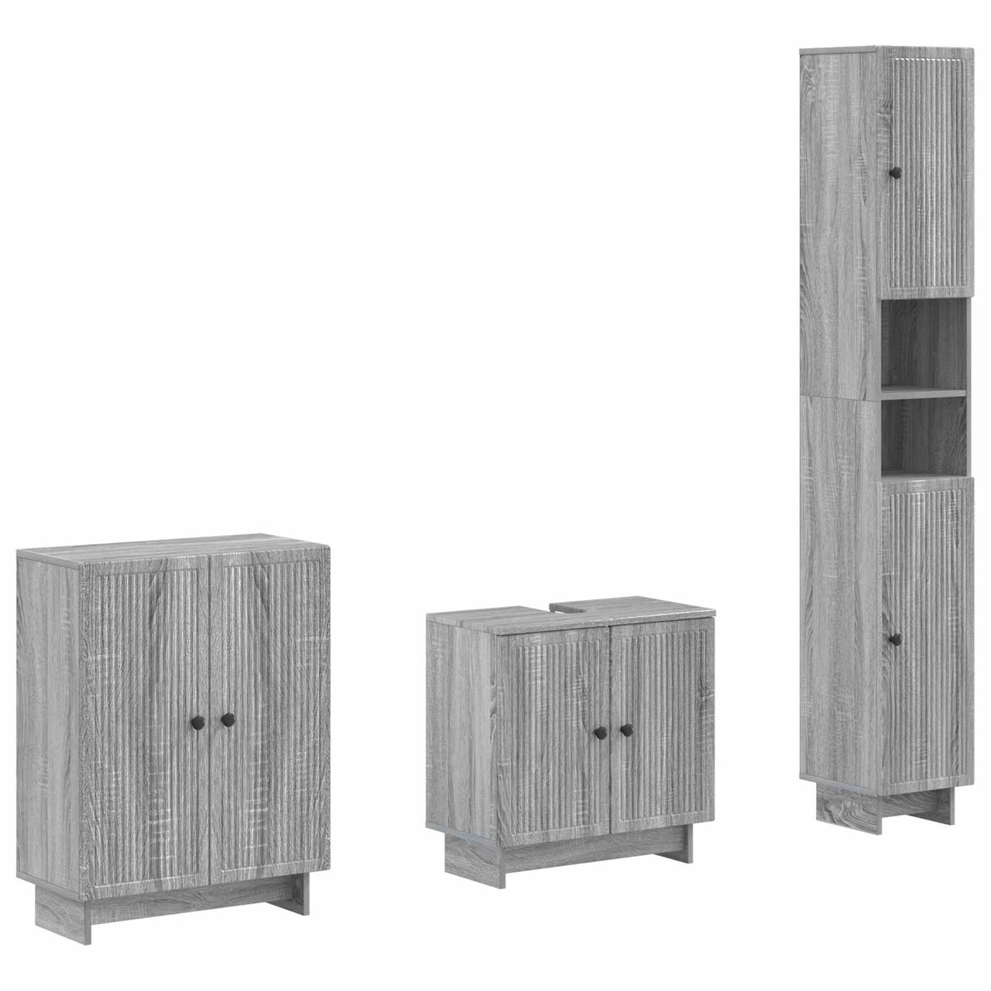 vidaXL 3 Piece Bathroom Cabinet Set EDE Grey Sonoma Engineered Wood