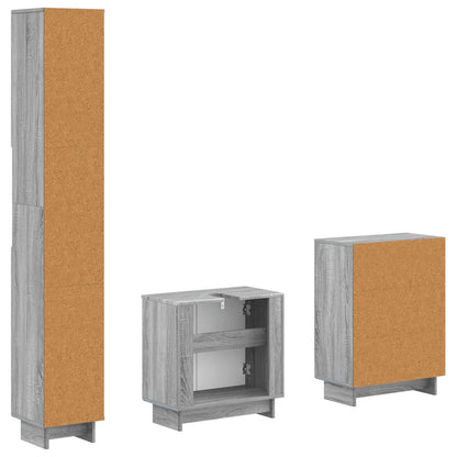 vidaXL 3 Piece Bathroom Cabinet Set EDE Grey Sonoma Engineered Wood