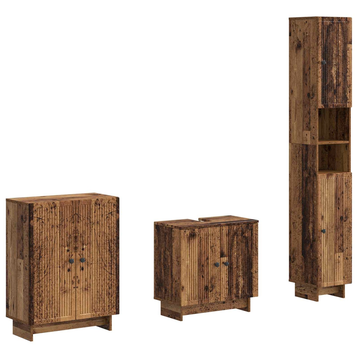 vidaXL 3 Piece Bathroom Cabinet Set EDE Old Wood Engineered Wood