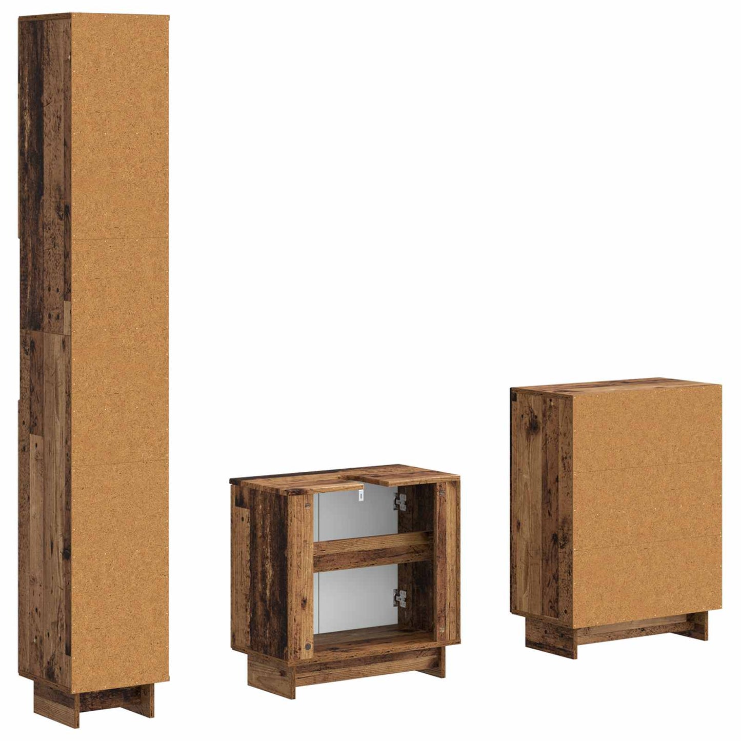 vidaXL 3 Piece Bathroom Cabinet Set EDE Old Wood Engineered Wood