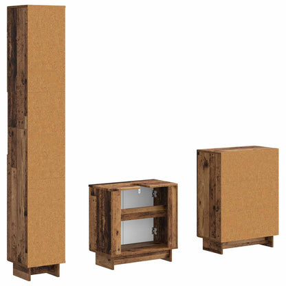 vidaXL 3 Piece Bathroom Cabinet Set EDE Old Wood Engineered Wood