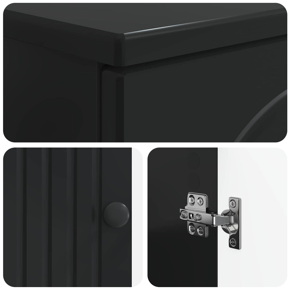 vidaXL 3 Piece Bathroom Cabinet Set ALKMAAR Black Engineered Wood
