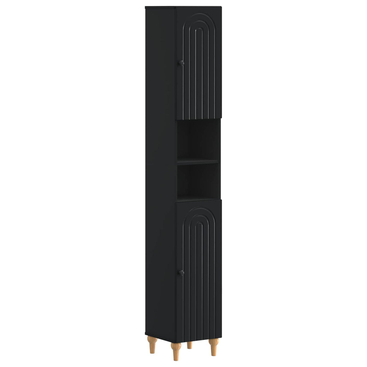 vidaXL 3 Piece Bathroom Cabinet Set ALKMAAR Black Engineered Wood