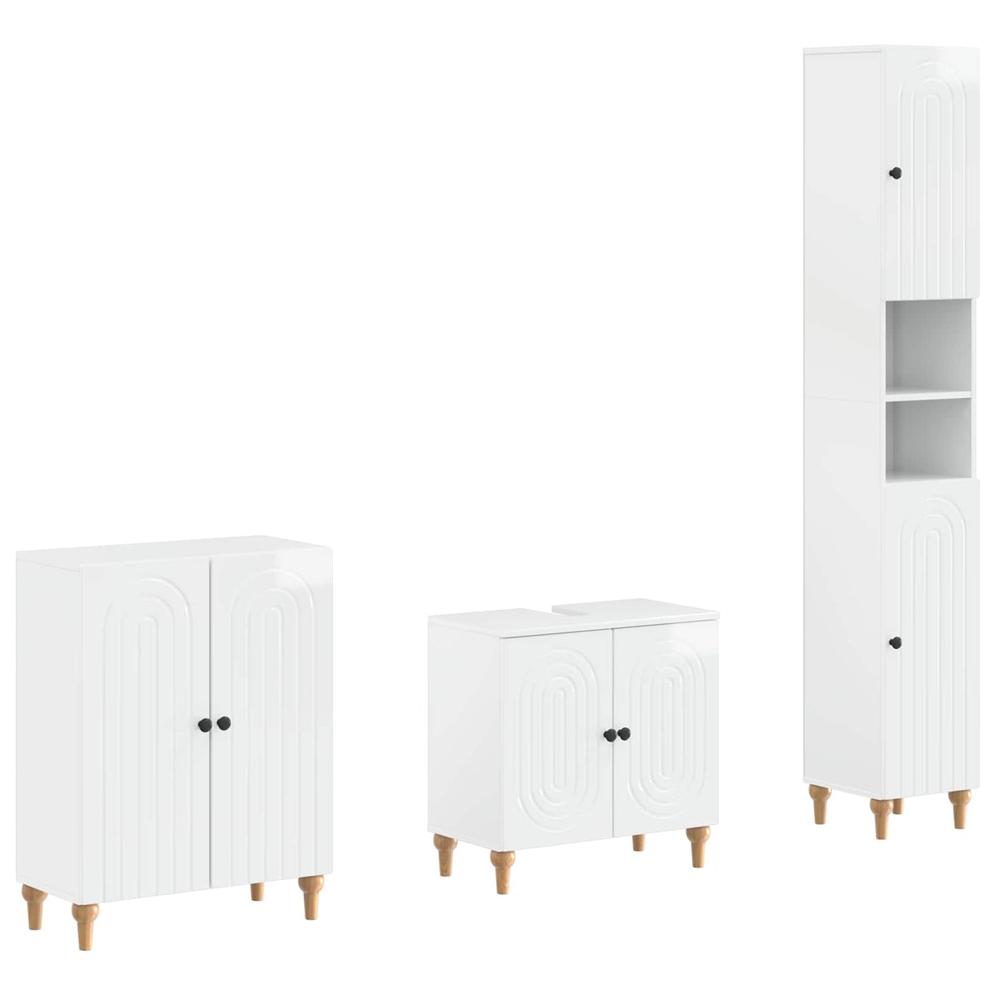 vidaXL 3 Piece Bathroom Cabinet Set ALKMAAR High Gloss White