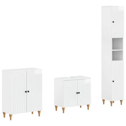 vidaXL 3 Piece Bathroom Cabinet Set ALKMAAR High Gloss White