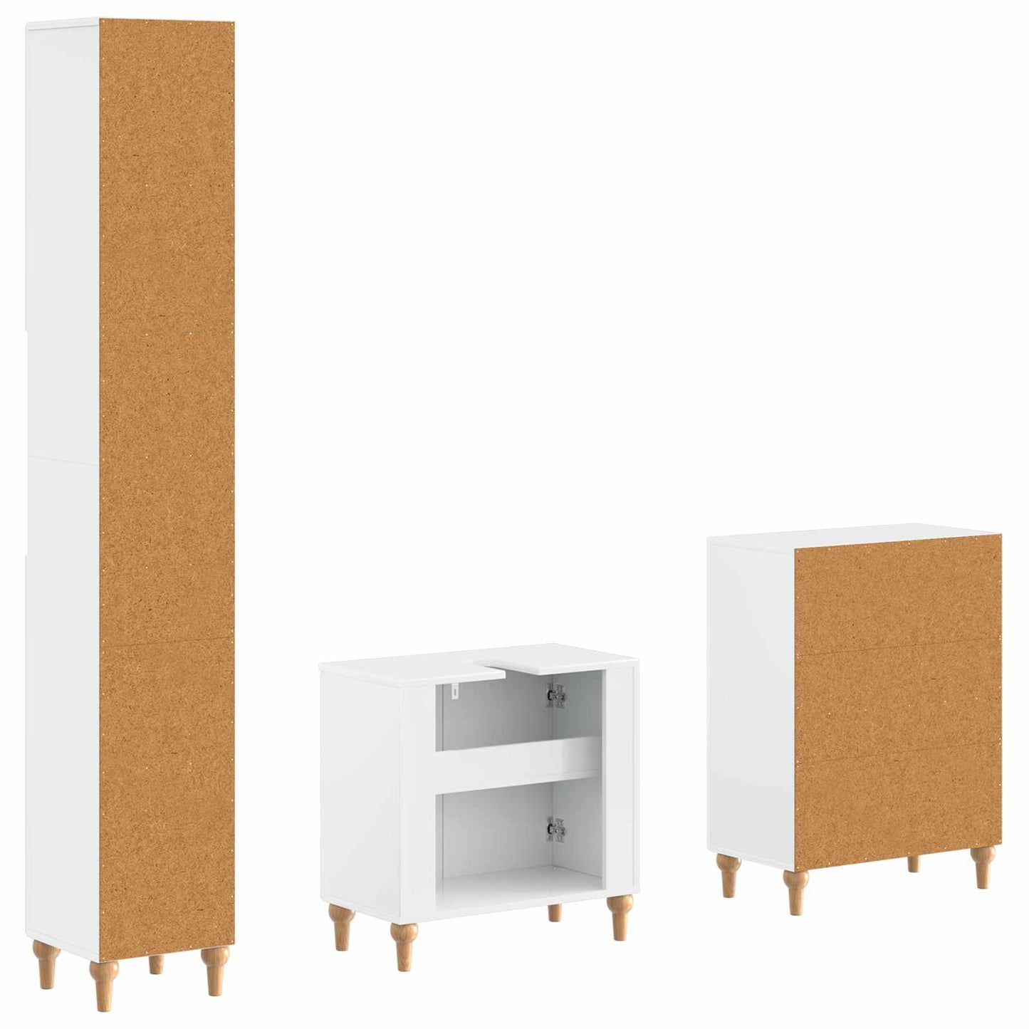 vidaXL 3 Piece Bathroom Cabinet Set ALKMAAR High Gloss White