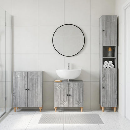 vidaXL 3 Piece Bathroom Cabinet Set ALKMAAR Grey Sonoma