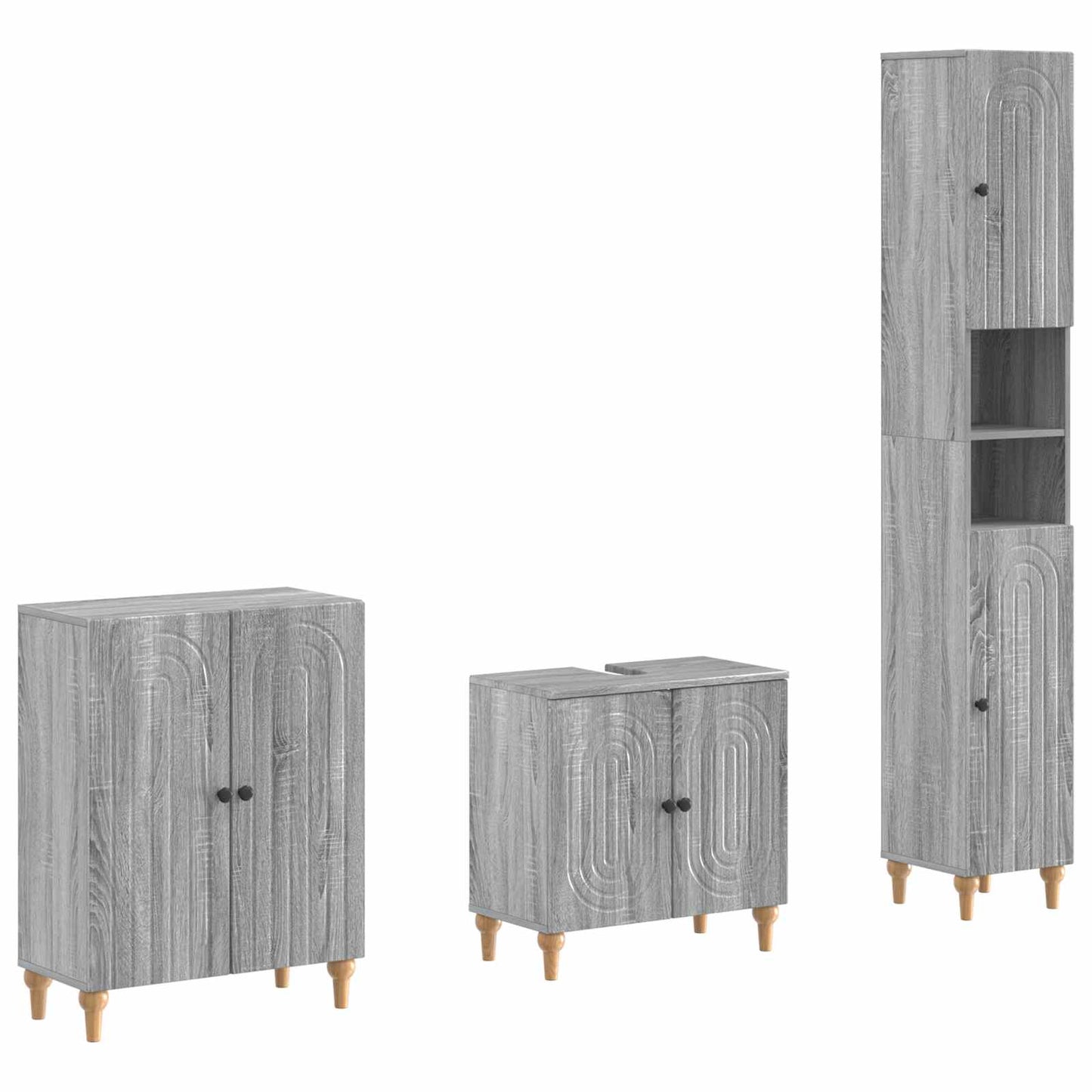vidaXL 3 Piece Bathroom Cabinet Set ALKMAAR Grey Sonoma