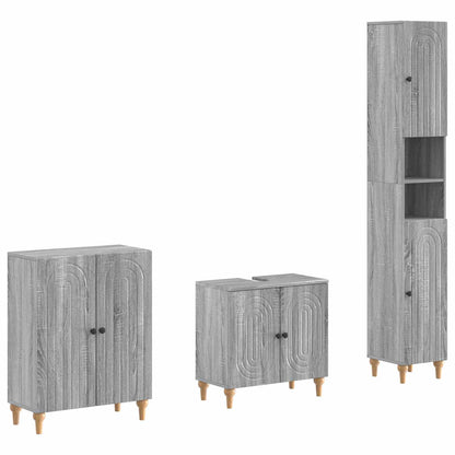 vidaXL 3 Piece Bathroom Cabinet Set ALKMAAR Grey Sonoma