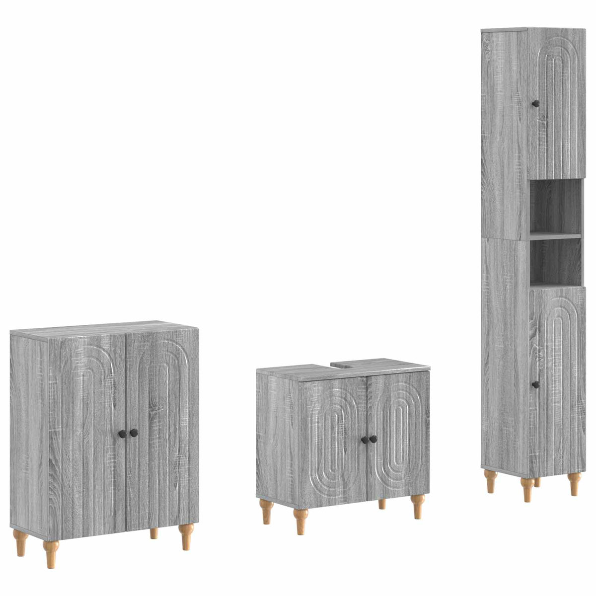 vidaXL 3 Piece Bathroom Cabinet Set ALKMAAR Grey Sonoma