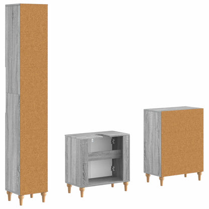 vidaXL 3 Piece Bathroom Cabinet Set ALKMAAR Grey Sonoma