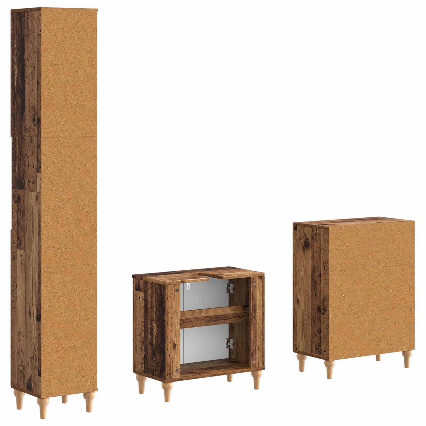 vidaXL 3 Piece Bathroom Cabinet Set ALKMAAR Old Wood Engineered Wood