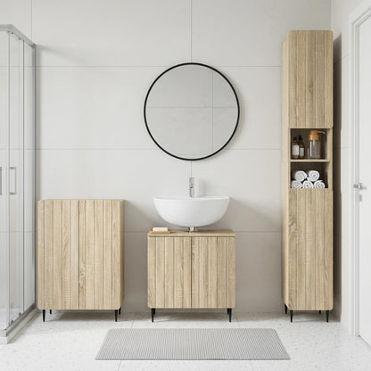 vidaXL 3 Piece Bathroom Cabinet Set ZWOLLE Sonoma Oak Engineered Wood
