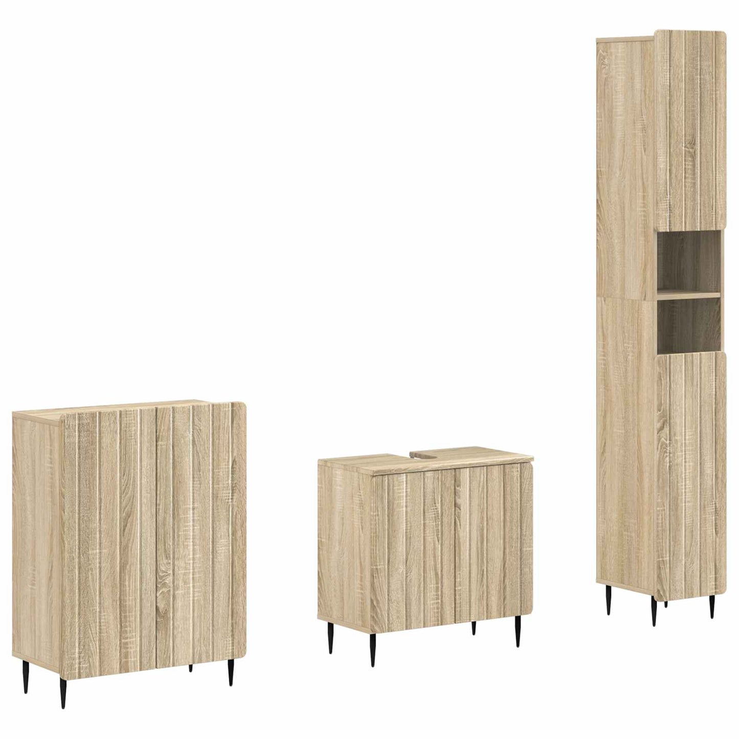 vidaXL 3 Piece Bathroom Cabinet Set ZWOLLE Sonoma Oak Engineered Wood