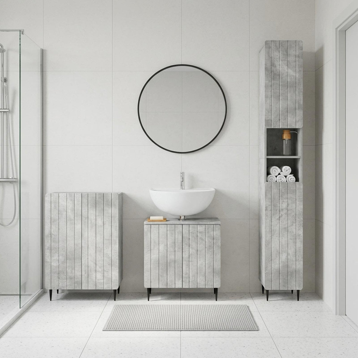 vidaXL 3 Piece Bathroom Cabinet Set ZWOLLE Concrete Grey
