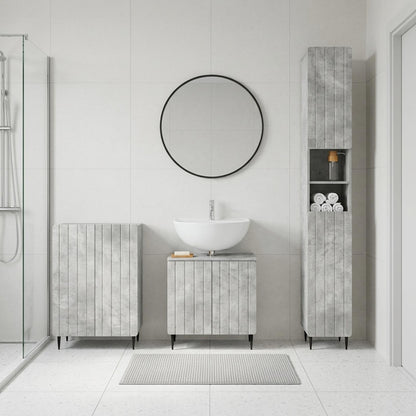 vidaXL 3 Piece Bathroom Cabinet Set ZWOLLE Concrete Grey